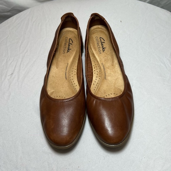 Clarks Women's Jenette Ease Ballet Flats - Dark Tan Leather - Size 6.5 - Picture 2 of 7
